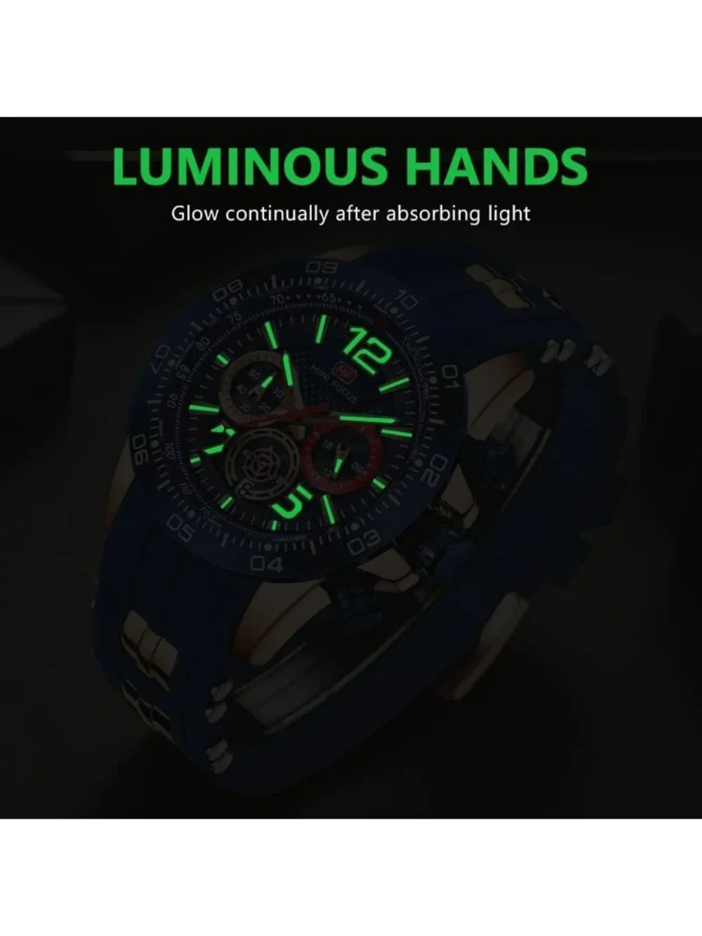 Men's All Blue Analog Quartz Waterproof Chronograph Classic Stylish Casual Watch